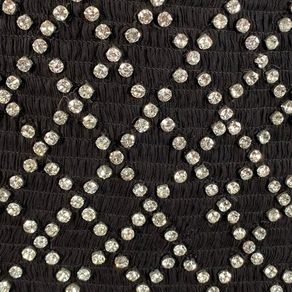 RETROFETE Size S Black Silver Viscose Crystal Embellishment Strapless Mini Dress - Picture 2 of 8